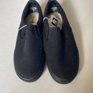 NWT Route 66 Black Canvas Platform Slip on Shoes
